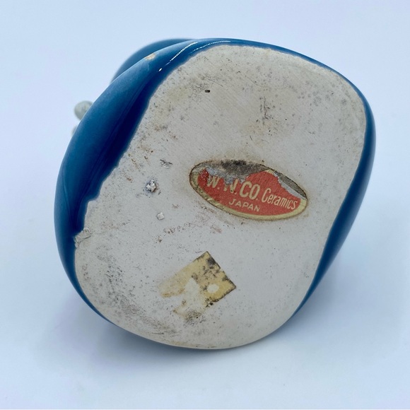 Vintage 70s W. N. CO. Ceramics Gray Mouse Blue Top Hat Toothpick Holder Japan - Picture 6 of 14